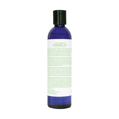 Master Massage Organic Massage Oil - 8 fl oz, Refreshing Sense, Water-Soluble, Skin-Nourishing Formula for Relaxation, Ideal for Massage Therapy and Home Use, Pack of 4