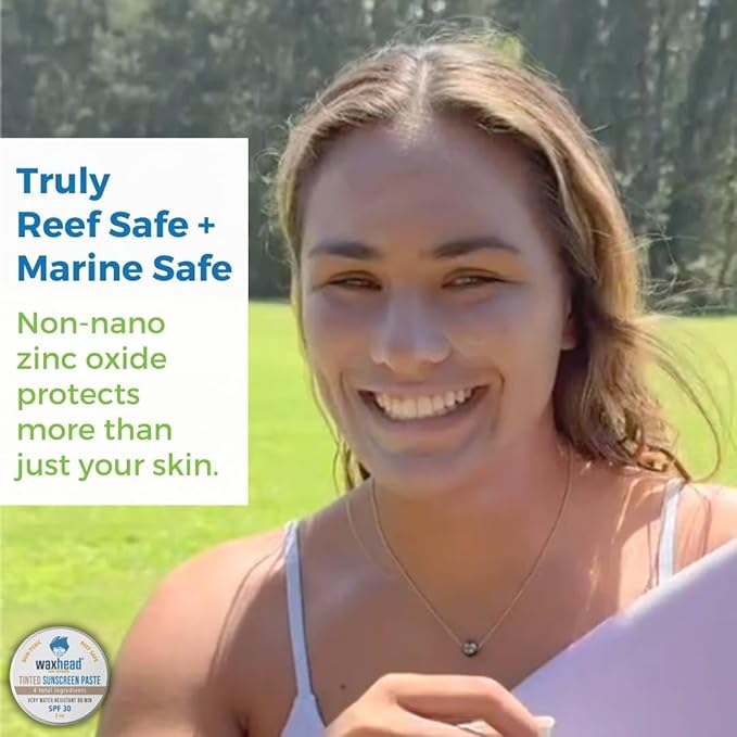 Waxhead Tinted Reef Safe Sunscreen Travel Sunscreen, Kids Sunscreen, Zinc Oxide Sunscreen Sunblock Paste, Tinted Sunscreen for Face, Sunscreen Waterproof, Sun Block, Zinc Sunscreen for Kids, Surf