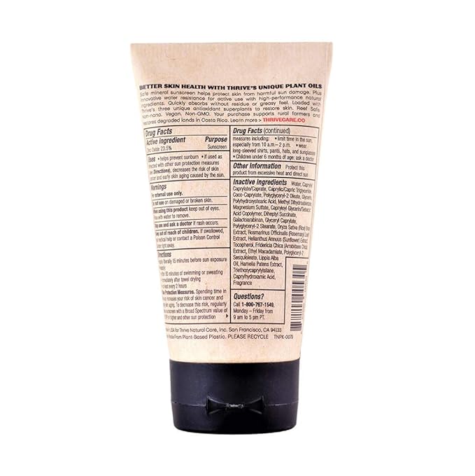 Thrive Reef Safe Sunscreen SPF50 - Hawaii 104 Reef Act Compliant - Mineral Sunscreen Non-Nano Zinc Oxide - Vegan, (5.8 Oz (Pack of 1))