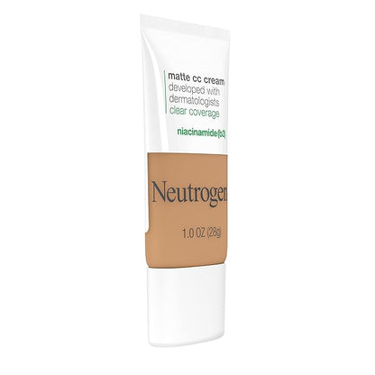 Neutrogena Clear Coverage Flawless Matte CC Cream, Full-Coverage Free, Butterscotch, 1 oz