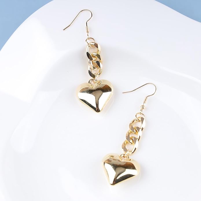 Boho Large Heart Drop Earrings Vintage
