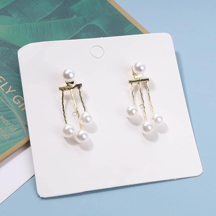 Boho Pearl Drop Dangle Earrings Gold