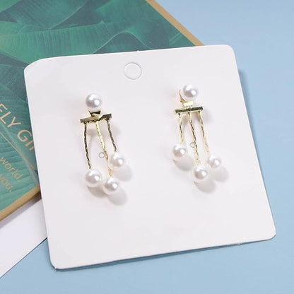 Boho Pearl Drop Dangle Earrings Gold