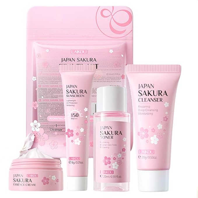 Sakura Travel Skincare Set for Teenage Cleaning