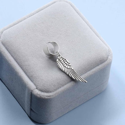 Boho Angel Wing Cuff Earrings Silver