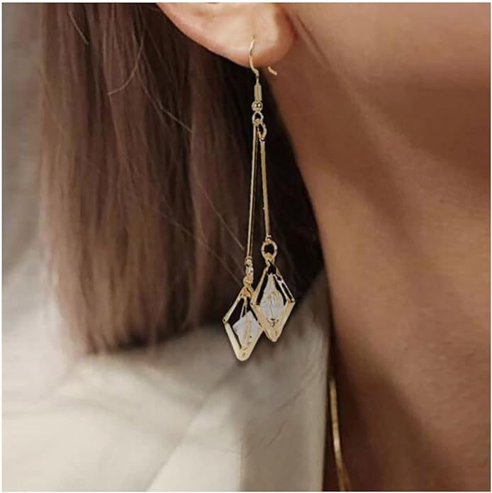 Vintage Crystal Dangle Earrings Long Bar