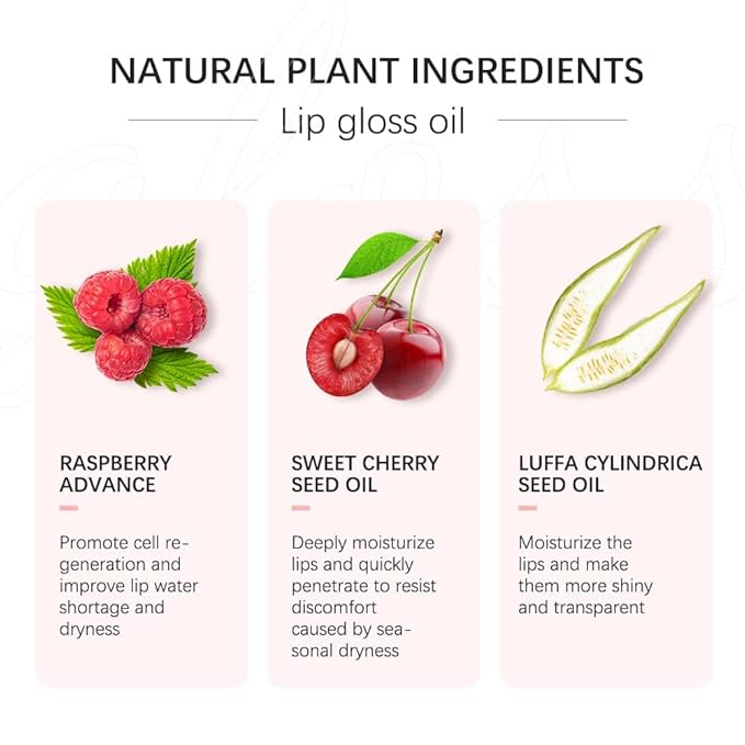 Hydrating Lip Glow Oil, Moisturizing Lip Gloss, Plumping Lip