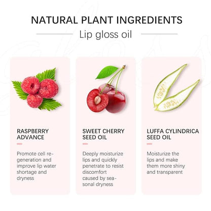 Hydrating Lip Glow Oil, Moisturizing Lip Gloss, Plumping Lip