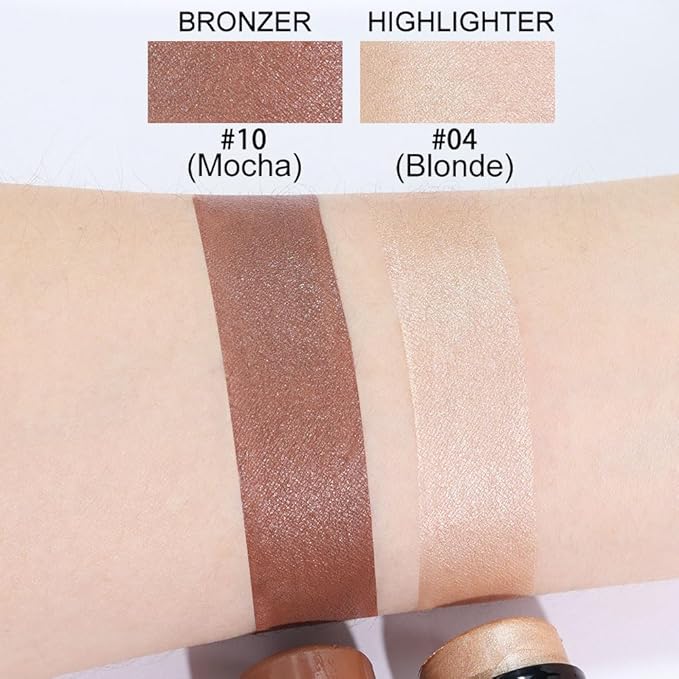 Kaely 2Pcs Cream Contour Highlighter Stick Kit,Bronzer Cheek Stick Waterproof,04+10