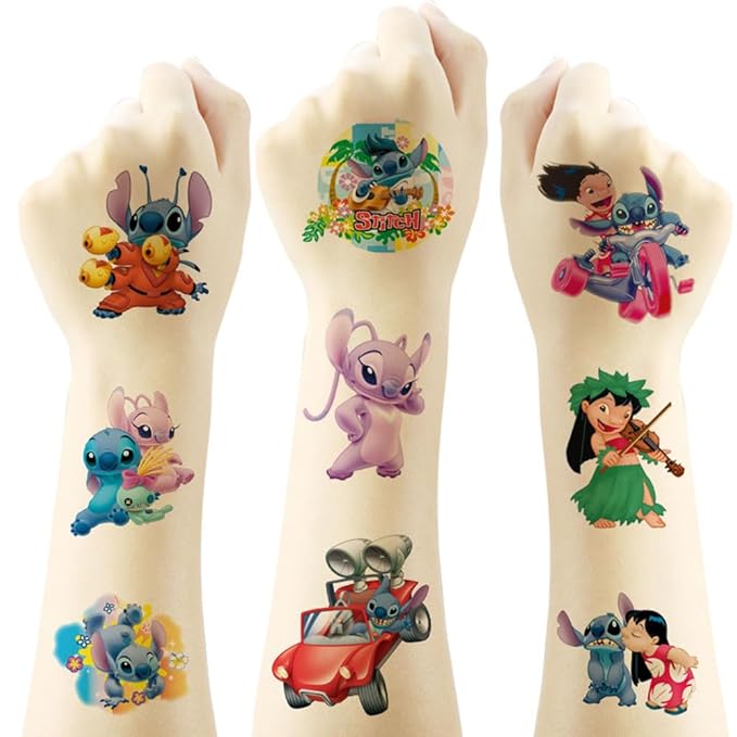 20 Sheets Stitch Temporary Tattoos for Kids, Lilo Christmas Rewards