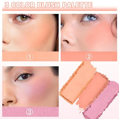 3 IN 1 Brown Nude Face Highlight Bronzer