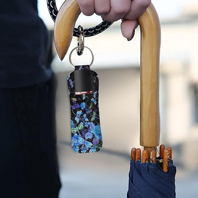 Bulopur Blue Dragonflies Lip Balm Sleeves Holder Keychain Dragonflies