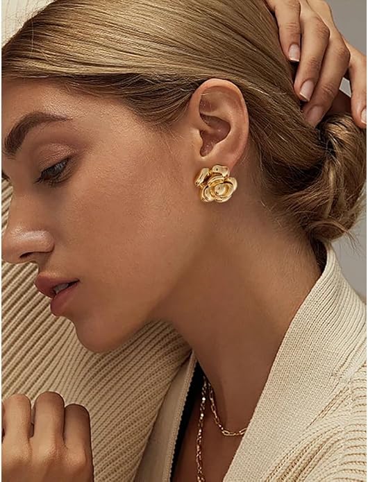 CLASSYZINT Gold/White/Red/Black Flower Stud Earrings