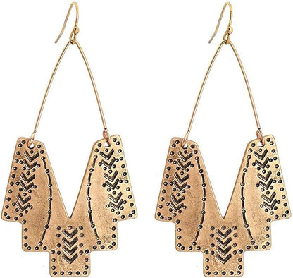 Zealmer Gold Geometric Earrings Statement Vintage