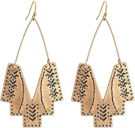 Zealmer Gold Geometric Earrings Statement Vintage