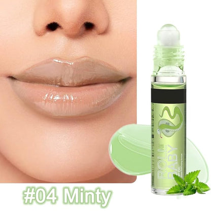 BINGBRUSH Roller Lip Glaze Mirror Lip Gloss, Plumping Magic Mood Lipstick Lip Glaze, High-Shine Clear Lip Stain Lip Balm Lip Care, Longlasting Moisturizing Lip Glow Oil (1Pc 04# Mint)