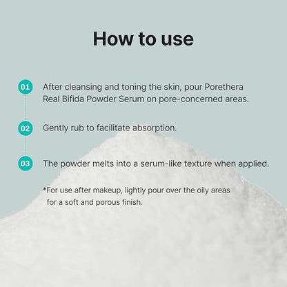 Porethera Real Bifida Powder Serum - Korean Face Serum for Pore Tightening - Pore Minimizer for Face with Probiotic Powder for Skin Balance - Improve Clarity, and Maintain Healthy Skin, 0.51 fl.oz