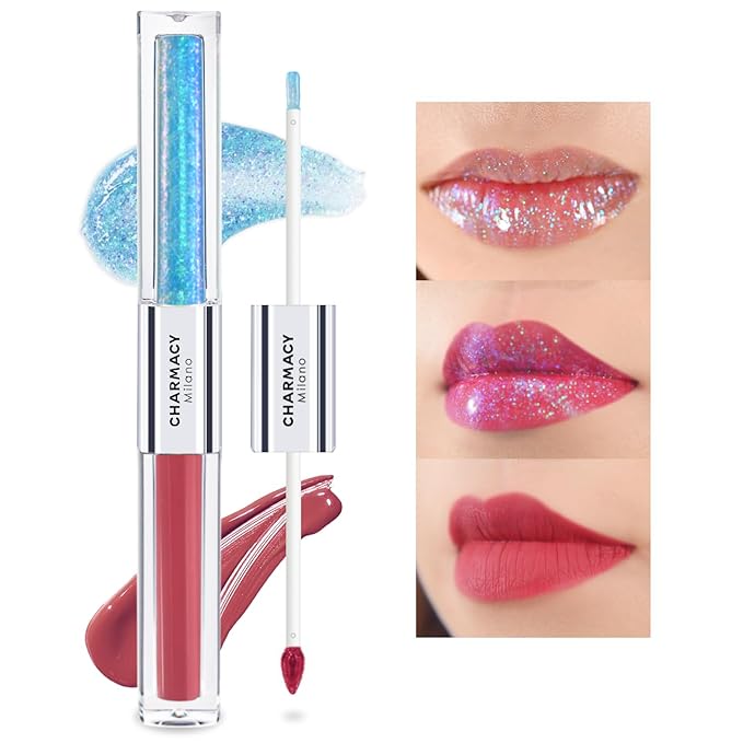 CHARMACY Multichrome Double Head Non-Stick Lip Gloss, Metallic Gloss,