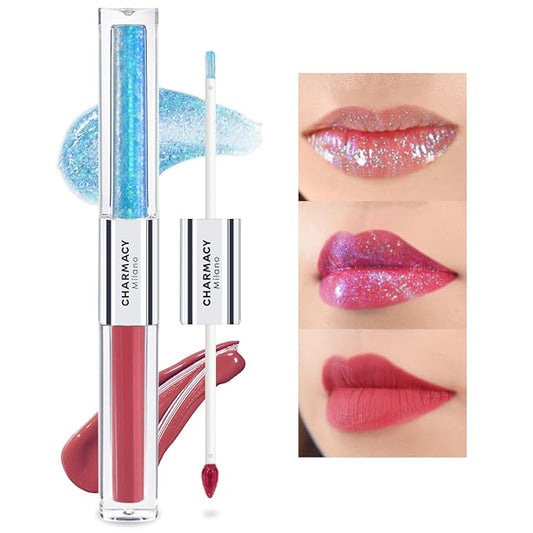 CHARMACY Multichrome Double Head Non-Stick Lip Gloss, Metallic Gloss,