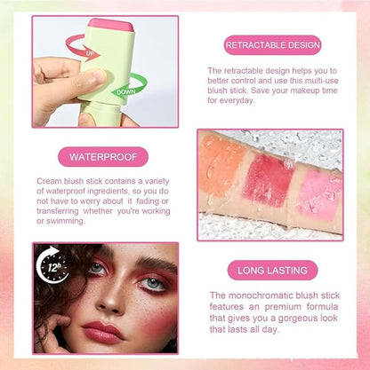Cream Blush Stick, Blush Beauty Wand for Cheek