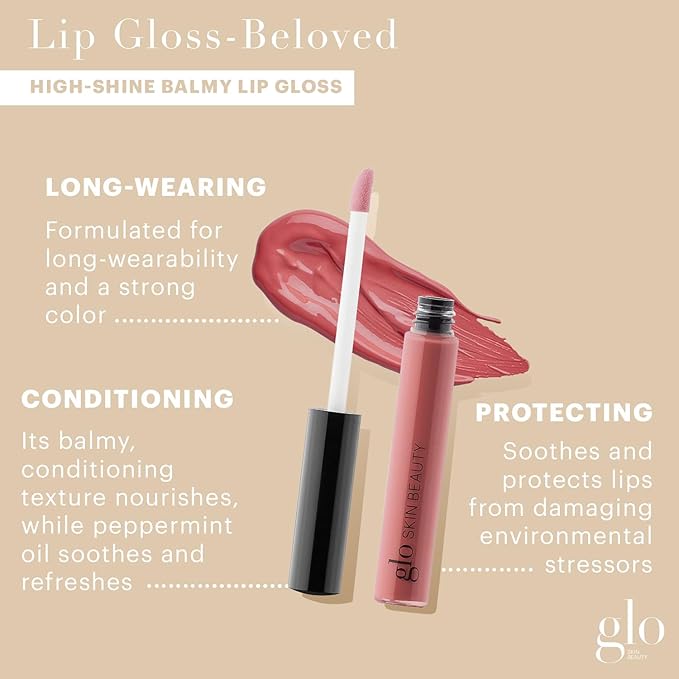 Glo Skin Beauty Lip Gloss | Color and Shine with Lip Nourishing Ingredients, without Stickiness, (Beloved)