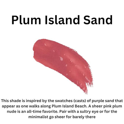 Plum Island Sand Lip Gloss (.25oz) - Naturally Refreshing Vegan Lip Gloss with Aloe, Vitamins C & E, Spearmint Extract
