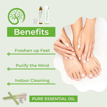 Benatu Organic Citronella Essential Oil Roll On Blend, Pre-Diluted with Coconut Oil for Skin Care, Outdoor Aromatherapy, Natural Travel Size Roller- 10ml