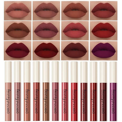 QiBest 12Pcs Matte Liquid Lipstick Set for Girls Lipstick