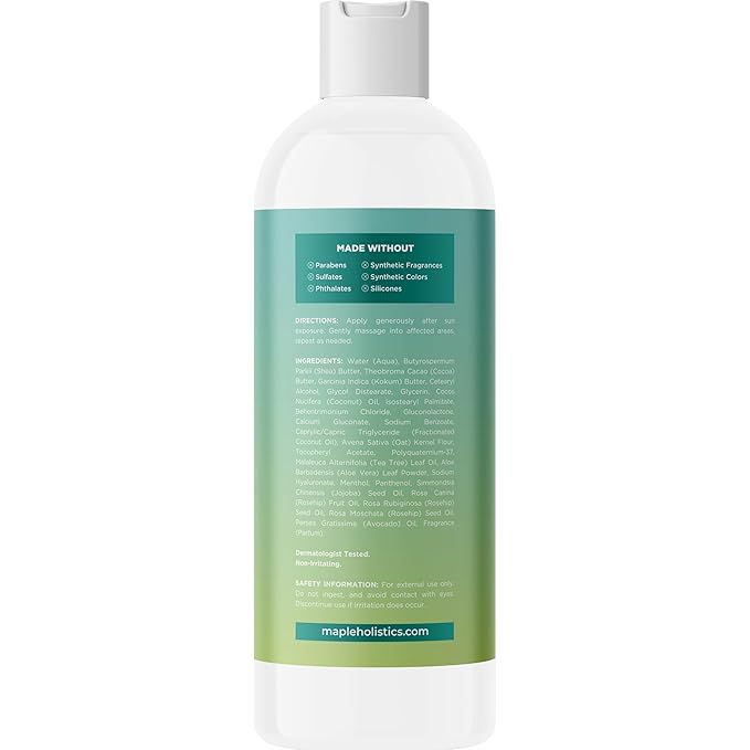 After Sun Lotion with Aloe Vera - Ultra Cooling Aloe Vera Lotion for Sunburn Hydration with Cocoa Butter & Rosehip Oil - Hydrating Aloe Lotion After Sun Moisturizer for Dry Skin with Hyaluronic Acid