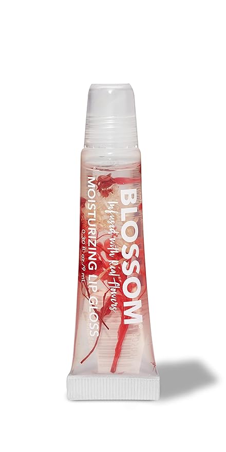 Blossom Scented Moisturizing Lip Gloss Tubes, Infused with Real Flowers, 0.3 fl. oz/9ml, Strawberry