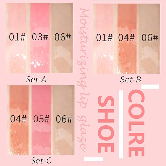 3 Set Lip Oil Hydrating Tinted Lip Gloss, Plump Lip Gloss Lip Care Transparent Toot Lip Oil Tinted, Glass Lip Glow Oil Fresh Texture & Non-sticky, Nourishing Repairing Lightening Lip- A