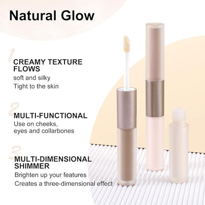2 in 1 Bronzer and Highlighter Stick,Non-greasy &