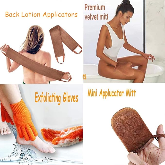 Self Tanning Mitt Applicator Kit 4 in 1- Tanning Mitts Self Tanner Mitt Applicator, Self Tanner Mit Self Tan Mitt Applicator, Self Tanning Glove for Self Tan Mit