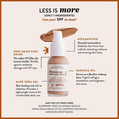Sunny Or Cloudy 30 SPF Mineral Sunscreen - Non-Nano Zinc Oxide - UVA/UVB Protection (Dark)