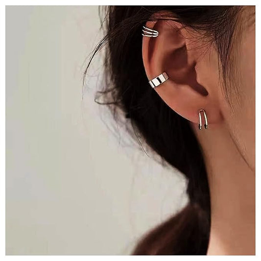 Boho Cartilage Ring Earrings Double Lines