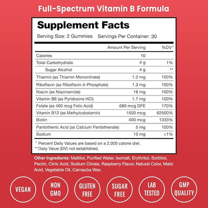 NutraChamps Vitamin B Complex Gummies, Vitamin B Gummies Boosts Energy, B Complex Vitamins B1, B2 (Riboflavin), B3 (Niacin), B5, B6, B7 (Biotin), B9 (Folic Acid), Methyl B12
