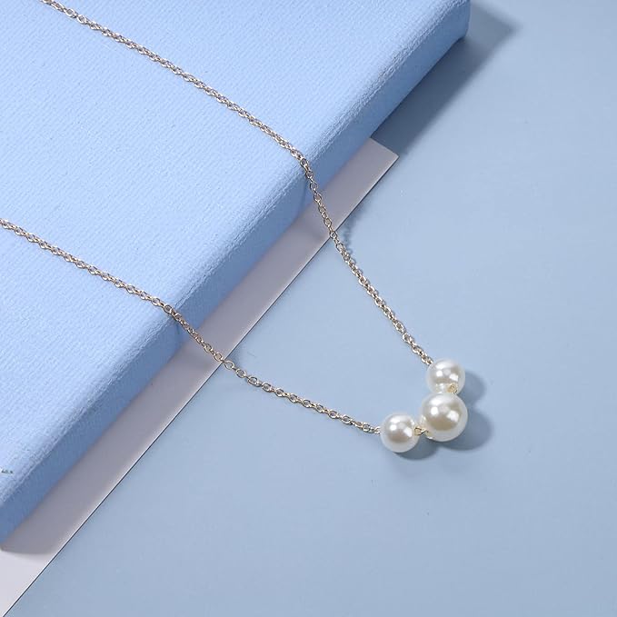 Boho Pearl Choker Necklace Gold Pearl Pendant Necklace
