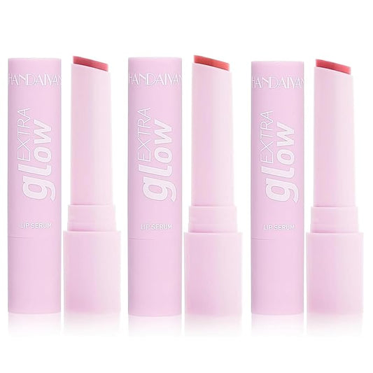3 Pcs/Set Plumping Lip Gloss Stick, Glass Shine Lipstick Super Moisturizing Lip Color Hydrating Glossy Tinted Balm, Plumps/ Nourishes Lips, Non-Sticky High Shine Smooth Lip Color Balm (Color 01 02 03)