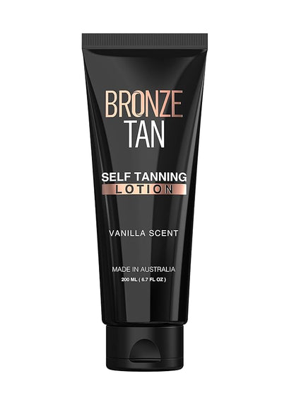 Bronze Tan Self Tanning Lotion - Luxurious Vanilla Self Tanner for Face & Body - No Color Guide Sunless Tanner for a Natural Glow - Hydrating Formula, Streak-Free Sunless Tan (200ml/6.76 fl oz)