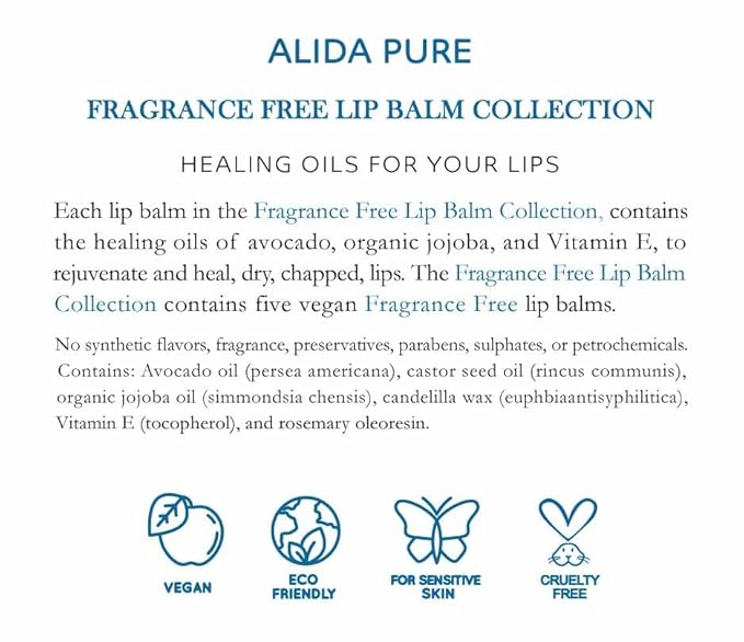 Fragrance Free Lip Balm, Vegan Lip Lips