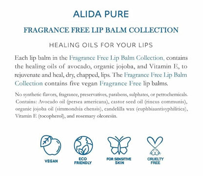 Fragrance Free Lip Balm, Vegan Lip Lips