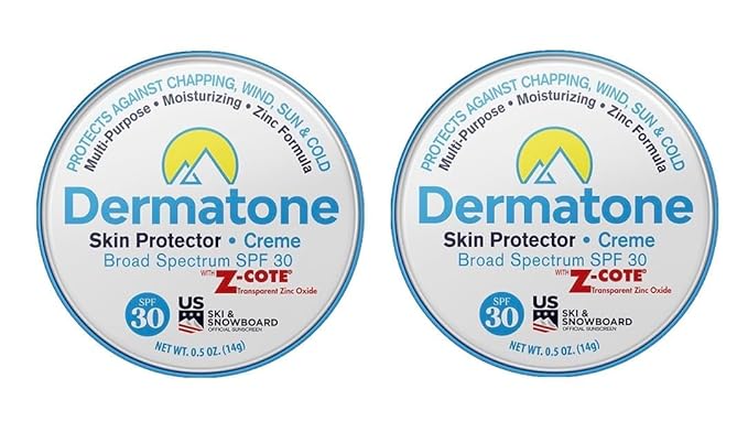 Dermatone Skin Protection Balm w/Zinc SPF 30 | 2-Pack Barrier Cream | Moisturizing | Heals & Repairs Dry Skin | Advanved therapy Lips and Face Repair, 0.5 oz tin