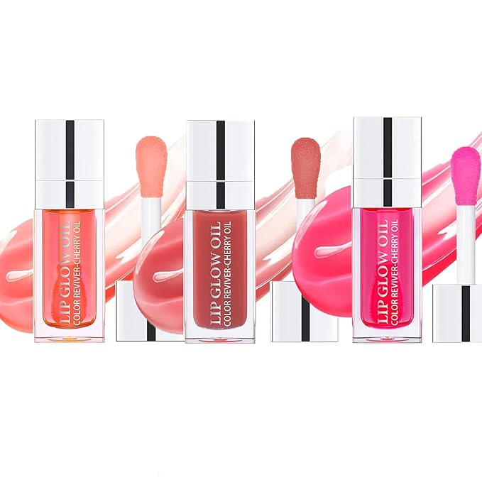 3Pcs Plumping Lip Oil, Hydrating Lip Gloss Tinted Plumping