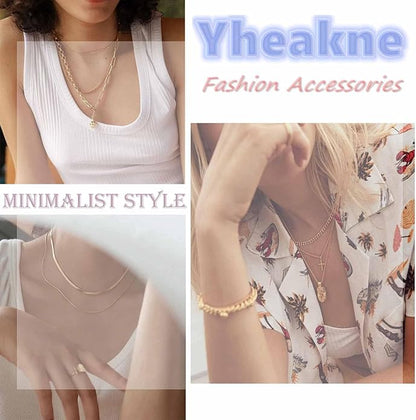 Boho Layered Satellite Choker Necklace Gold Ball Chain