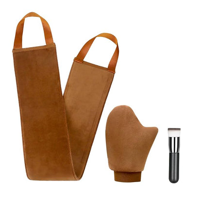 3 Pack Self Tanning Mitt Applicator Kit Set Self Tan Back Applicator with Self Tanning Glove for Self Tan Mitt Mini Self Tan Glove and Sunscreen Brush (Brown)
