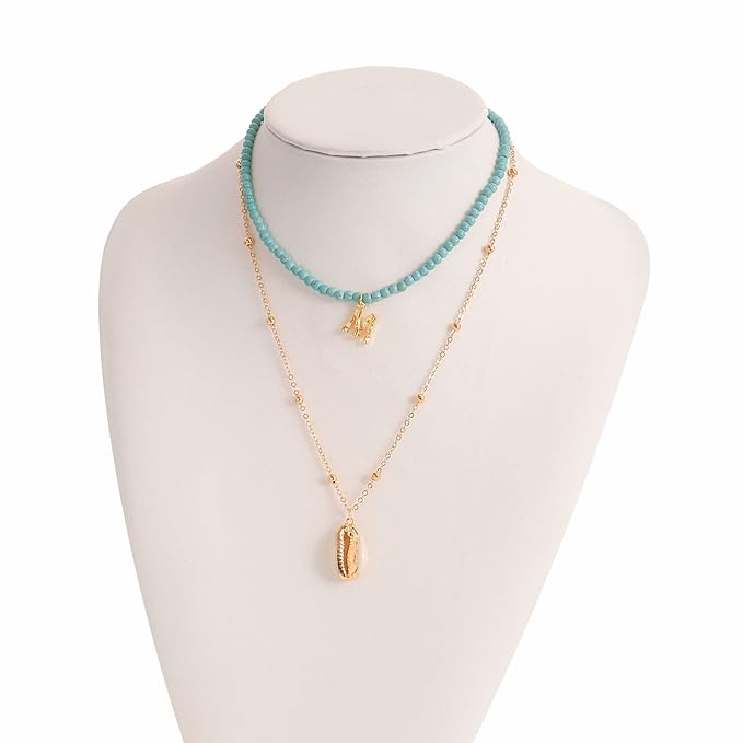 Bohemia Turquoise Beaded Choker Necklace Layered