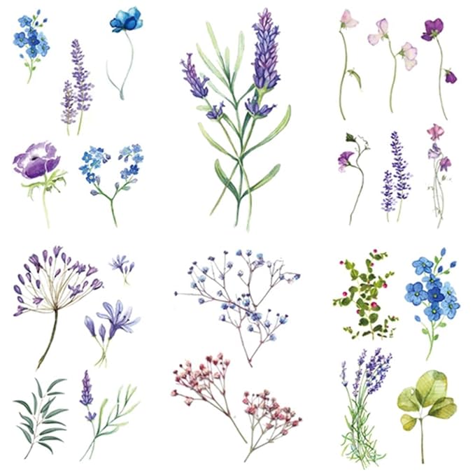 WEETUU 24 Sheets Small Floral Temporary Tattoo for Stickers (T04)