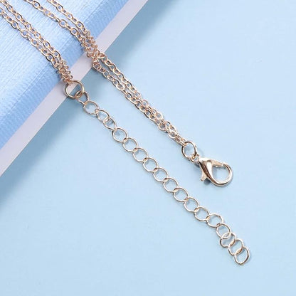Boho Layered Disc Pearl Necklace Gold