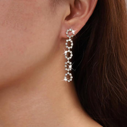 Vintage Crystal Square Drop Earrings Long