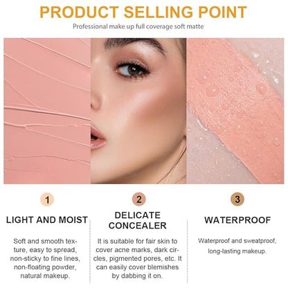 Pot Concealer with Makeup Brush Set,Tattoo Color Correcting ojeras (06-TAN)